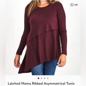 Latched Mama Ribbed Asymmetrical Tunic in Wine